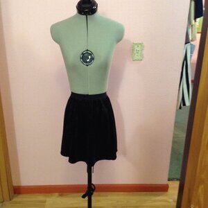 Black Velour Micro-Mini Skirt with Elastic Waist